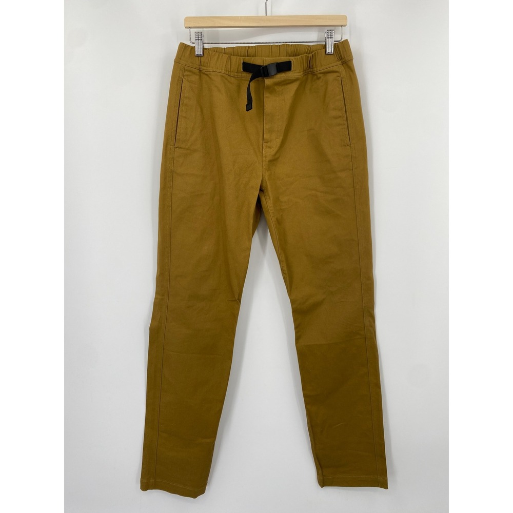 Topo Designs Pants Mens Size M Khaki Brown Organic Cotton Stretch Belted